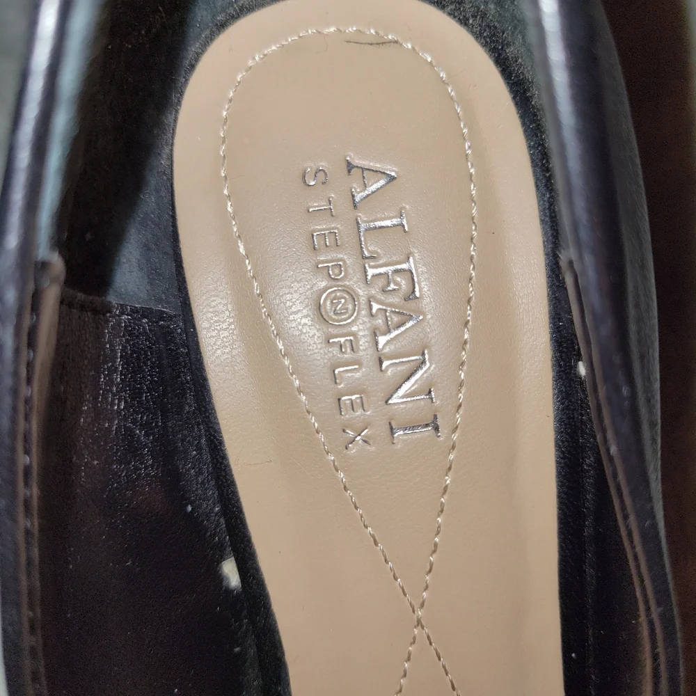 Alfani Tarah Black Leather Square Toe Pumps Step N Flex Comfort Size 8.5